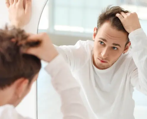 Hair loss troubles - Hair 4 Life Medical Patient inspecting his hairline