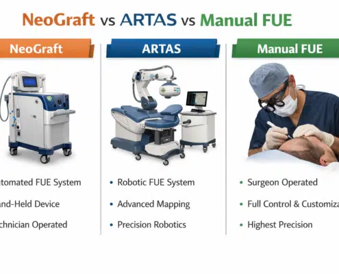 NeoGraft vs ARTAS vs Manual FUE - Hair 4 Life Medical comparison of HT tools