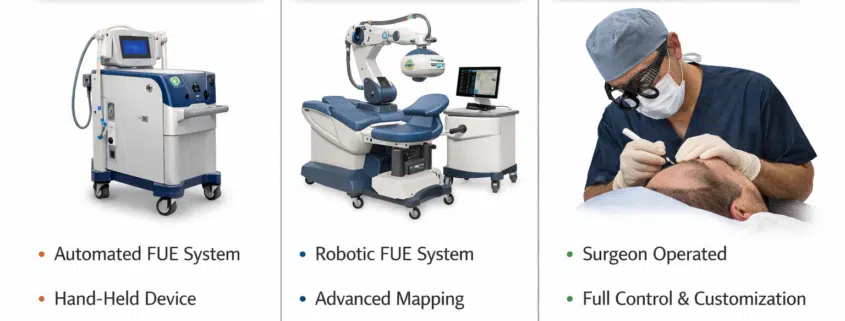 NeoGraft vs ARTAS vs Manual FUE - Hair 4 Life Medical comparison of HT tools